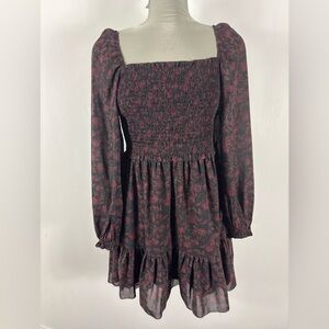 RD style size S -Square Neck Floral Long Sleeve Mini Dress